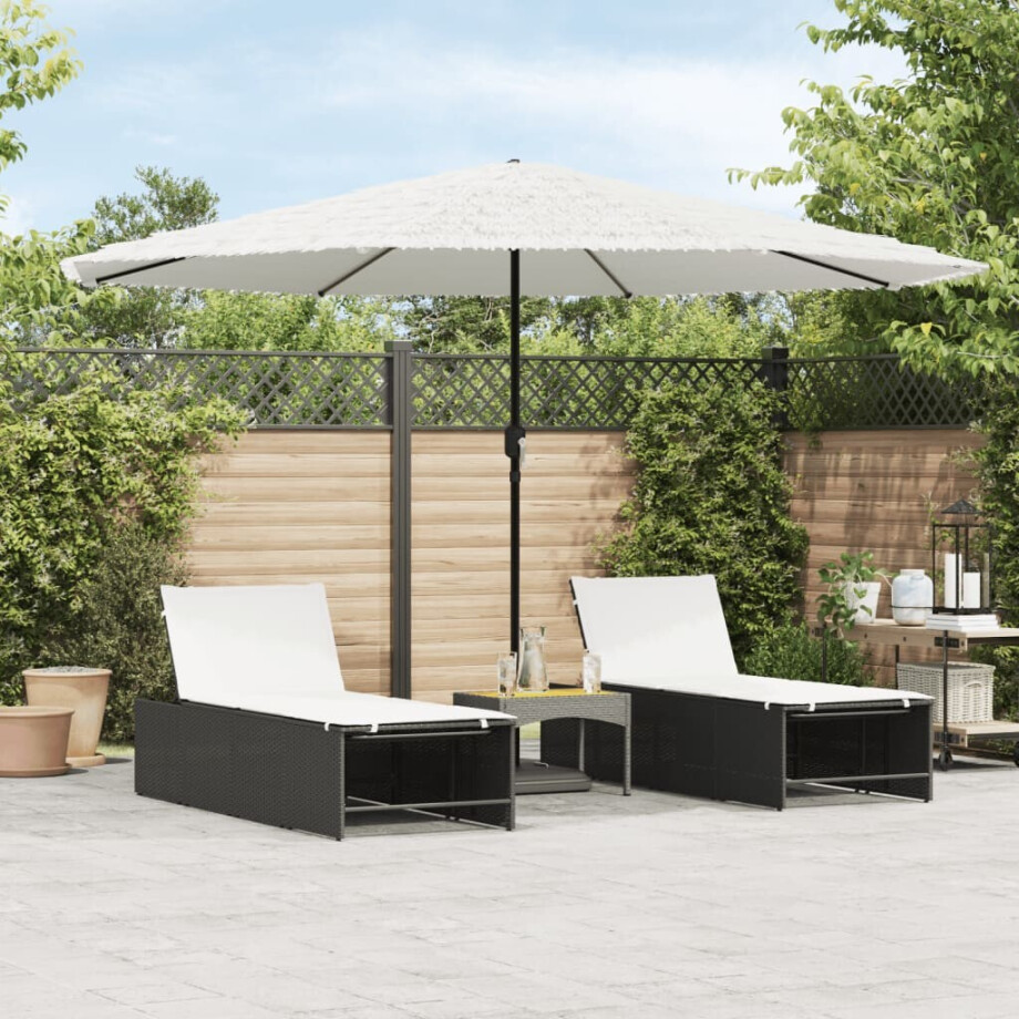vidaXL Parasol met stalen paal 388x388x248 cm wit vidaXL Parasol met stalen paal 388x388x248 cm wit afbeelding 1