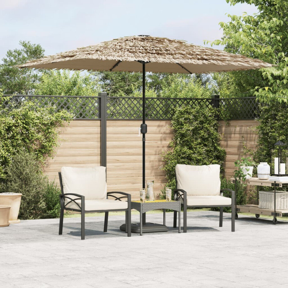 vidaXL Parasol met LED's en stalen paal 248x248x248 cm bruin afbeelding 1