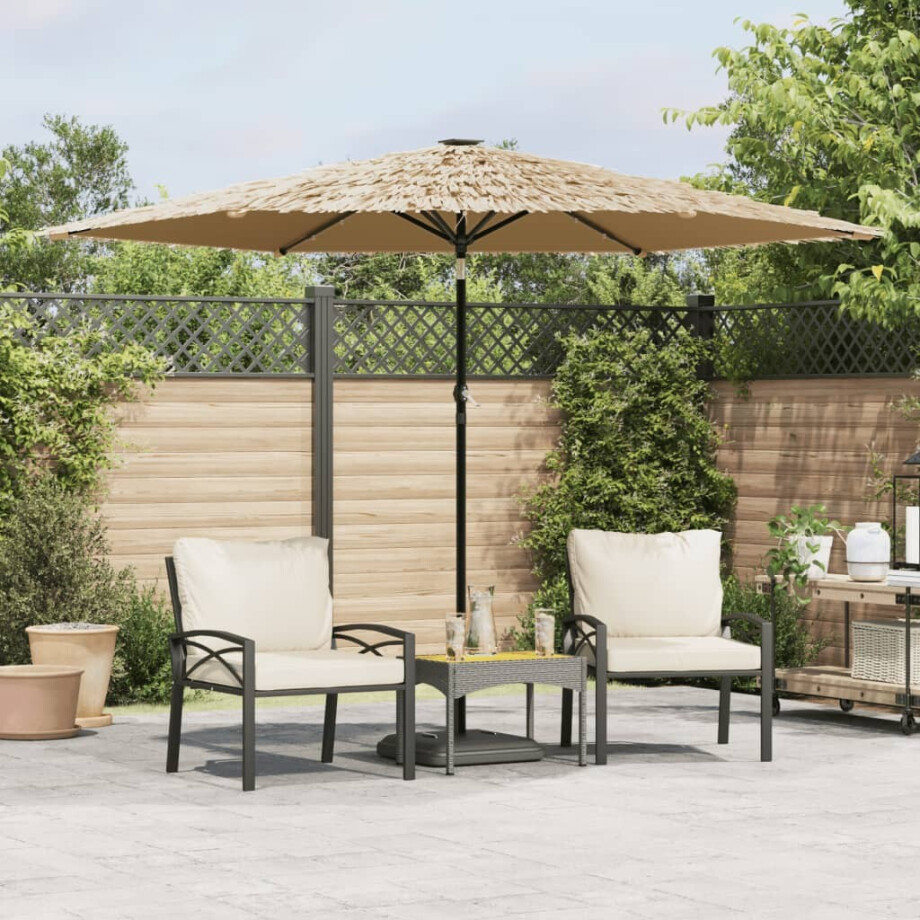 vidaXL Parasol met LED's en stalen paal 288x288x225 cm bruin afbeelding 1