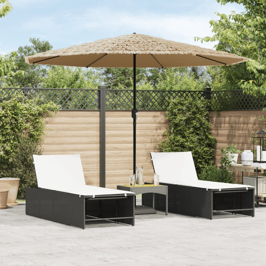 vidaXL Parasol met LED's en stalen paal 324x324x247 cm bruin afbeelding 1