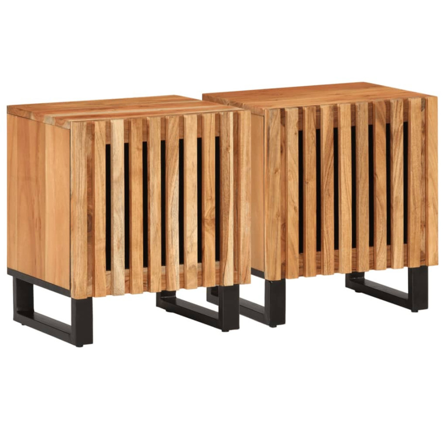 vidaXL Nachtkastjes 2 st 40x34x46 cm massief acaciahout vidaXL Nachtkastjes 2 st 40x34x46 cm massief acaciahout afbeelding 1