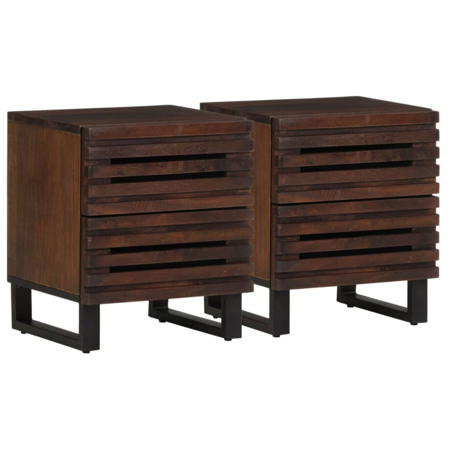 vidaXL Nachtkastjes 2 st 40x34x46 cm massief mangohout afbeelding 1