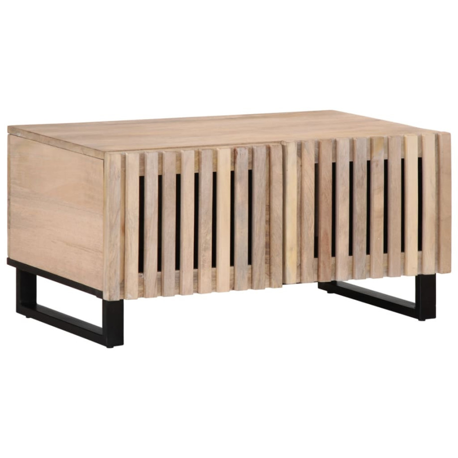vidaXL Salontafel 80x51x40 cm massief mangohout wit afbeelding 1
