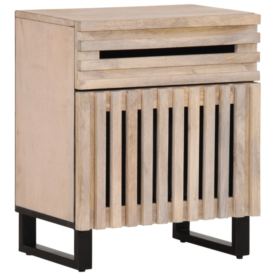 vidaXL Nachtkastje 50x34x60 cm massief mangohout wit afbeelding 1