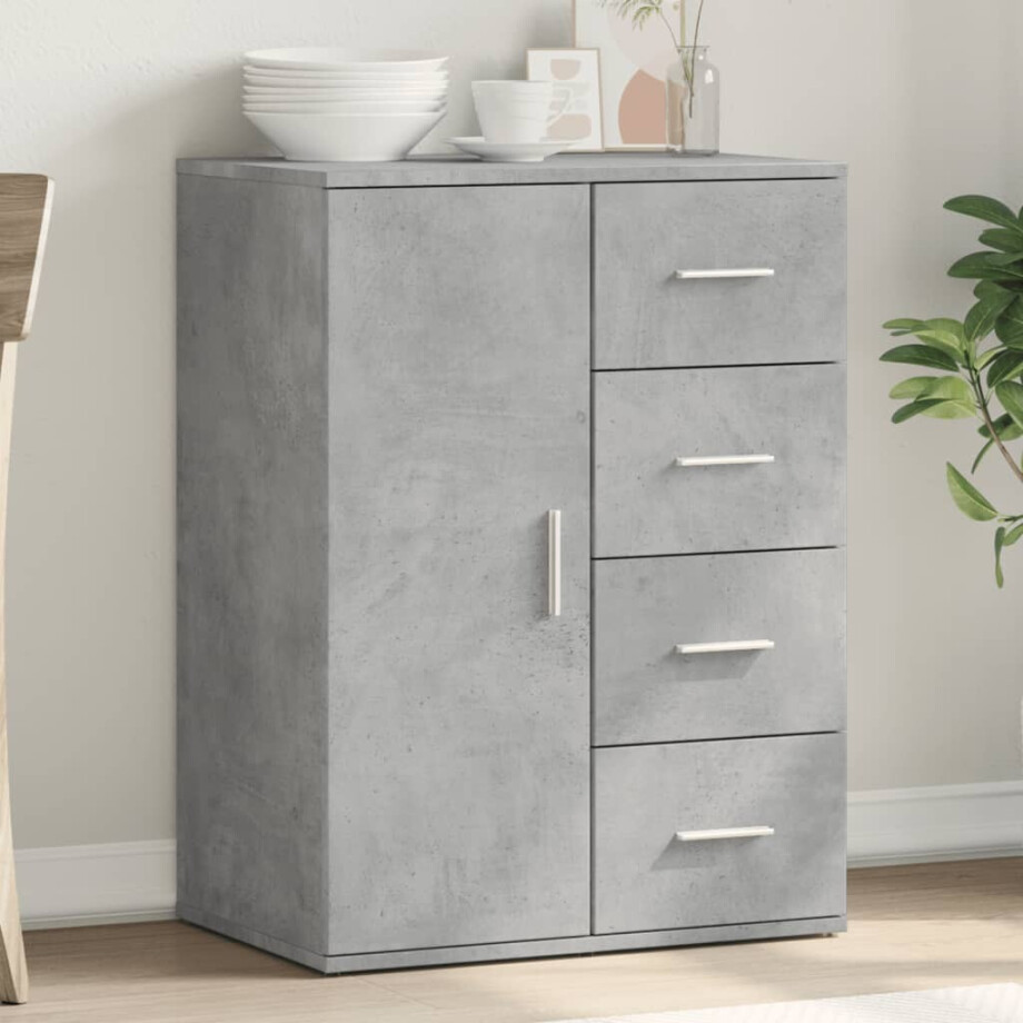 vidaXL Dressoir 59x39x80 cm bewerkt hout betongrijs afbeelding 1