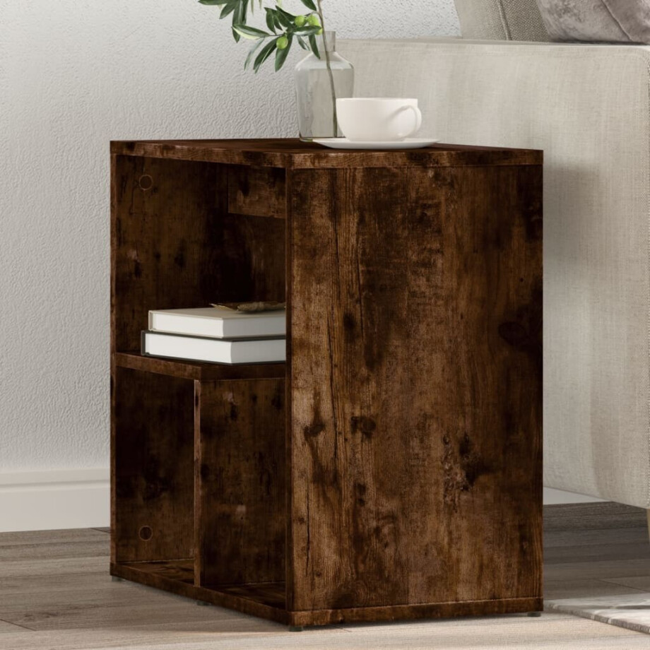 vidaXL Bijzettafels 2 st 50x30x50 cm bewerkt hout gerookt eikenkleurig vidaXL Bijzettafels 2 st 50x30x50 cm bewerkt hout gerookt eikenkleurig afbeelding 1