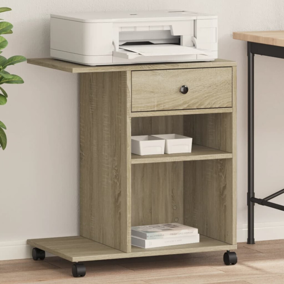 vidaXL Printerkastje met wielen 60x40x68,5 cm sonoma eikenkleurig vidaXL Printerkastje met wielen 60x40x68,5 cm sonoma eikenkleurig afbeelding 1