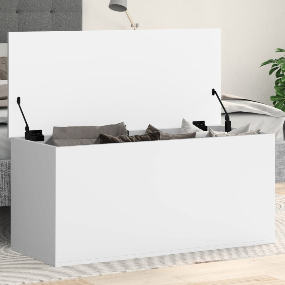 vidaXL Opbergbox 100x42x46 cm bewerkt hout wit vidaXL Opbergbox 100x42x46 cm bewerkt hout wit afbeelding 1