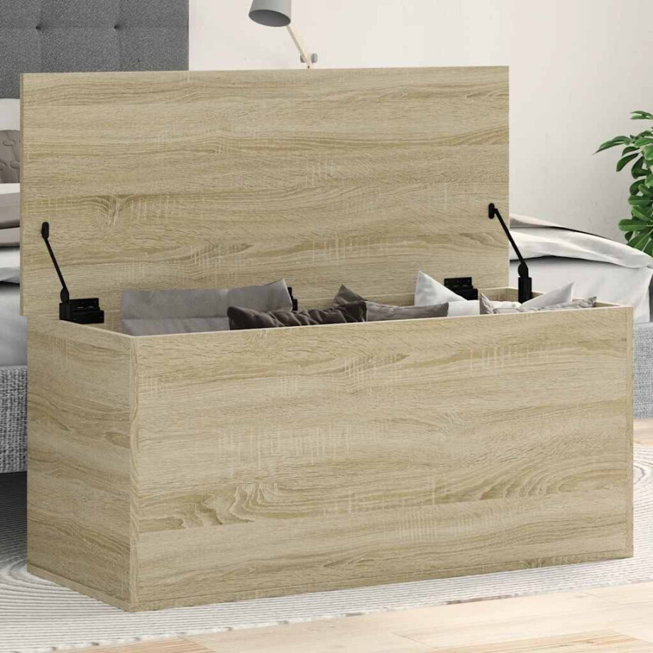 vidaXL Opbergbox 100x42x46 cm bewerkt hout sonoma eikenkleurig vidaXL Opbergbox 100x42x46 cm bewerkt hout sonoma eikenkleurig afbeelding 1