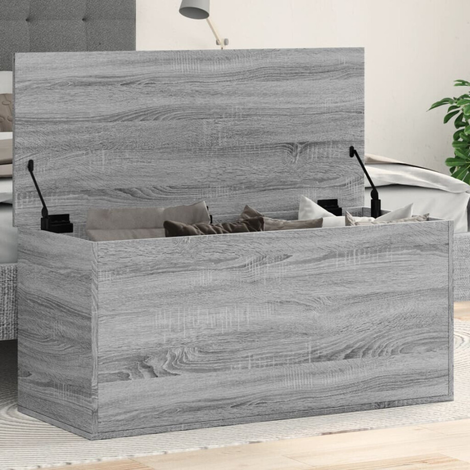 vidaXL Opbergbox 100x42x46 cm bewerkt hout grijs sonoma eikenkleurig afbeelding 1