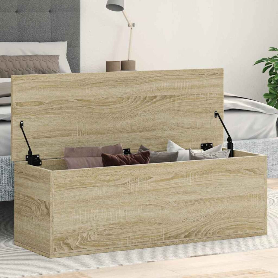 vidaXL Opbergbox 102x35x35 cm bewerkt hout sonoma eikenkleurig vidaXL Opbergbox 102x35x35 cm bewerkt hout sonoma eikenkleurig afbeelding 1