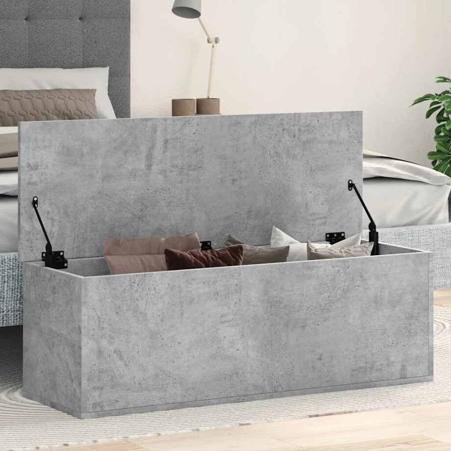 vidaXL Opbergbox 102x35x35 cm bewerkt hout betongrijs vidaXL Opbergbox 102x35x35 cm bewerkt hout betongrijs afbeelding 1