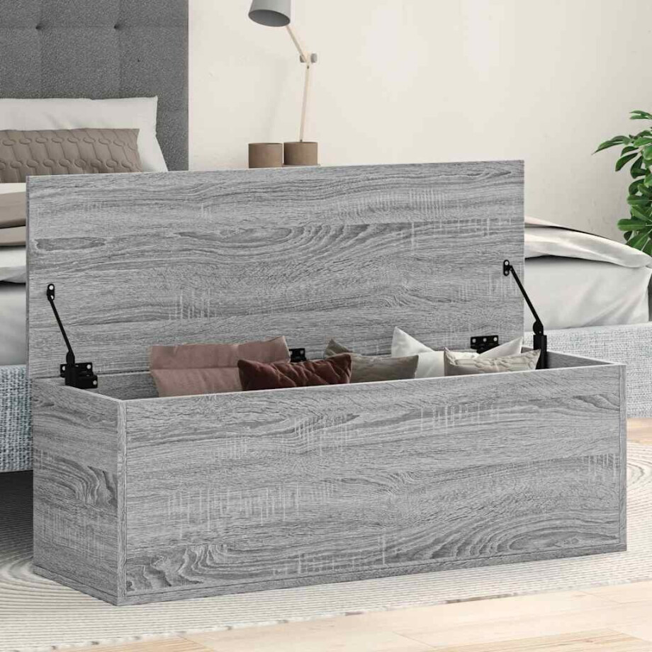 vidaXL Opbergbox 102x35x35 cm bewerkt hout grijs sonoma eikenkleurig afbeelding 1