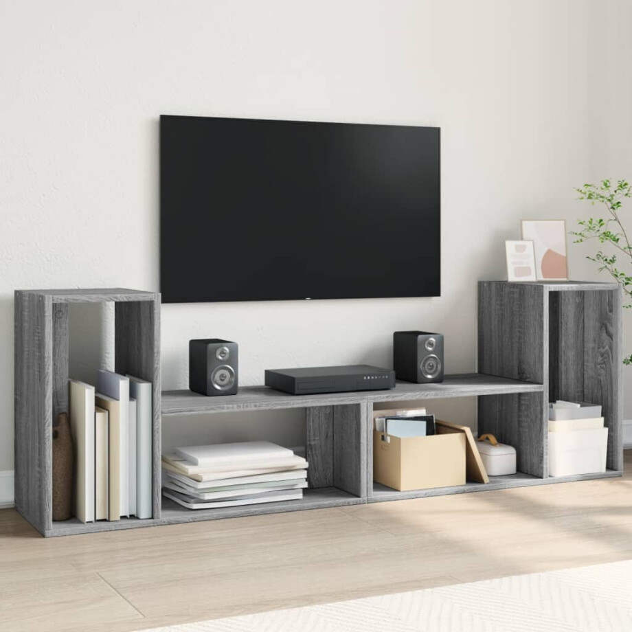 vidaXL Tv-meubelen 2 st 75x30x50 cm bewerkt hout grijs sonoma eiken vidaXL Tv-meubelen 2 st 75x30x50 cm bewerkt hout grijs sonoma eiken afbeelding 1