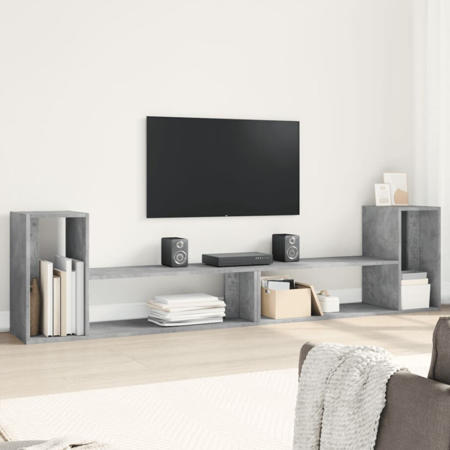 vidaXL Tv-meubelen 2 st 100x30x50 cm bewerkt hout betongrijs afbeelding 1