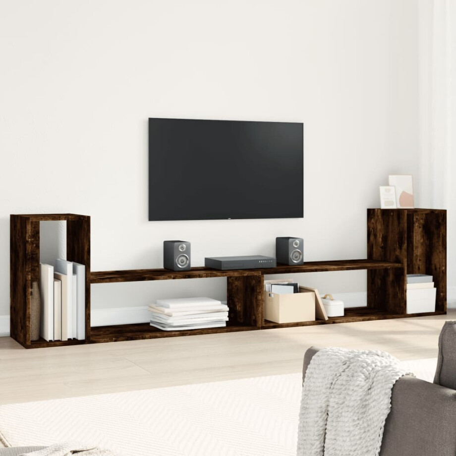 vidaXL Tv-meubelen 2 st 100x30x50 cm bewerkt hout gerookt eikenkleurig afbeelding 1