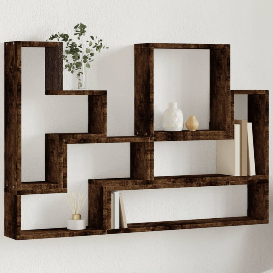 vidaXL Wandschap 96x12x64 cm bewerkt hout gerookt eikenkleurig afbeelding 1
