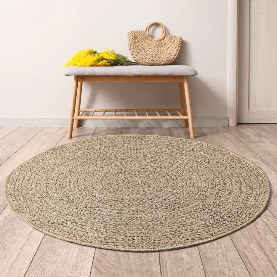 vidaXL Vloerkleed ZIZUR binnen en buiten Ø 200 cm jute look afbeelding 1