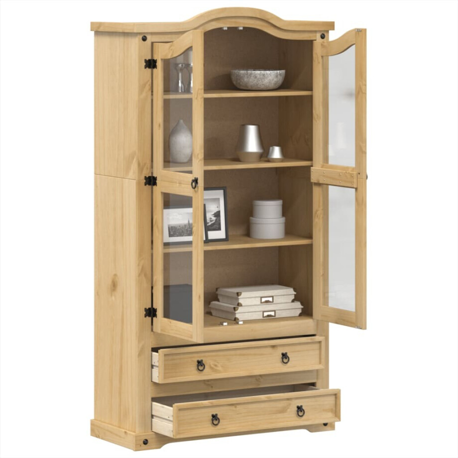 vidaXL Vitrinekast Corona 99x43x187 cm massief grenenhout afbeelding 1