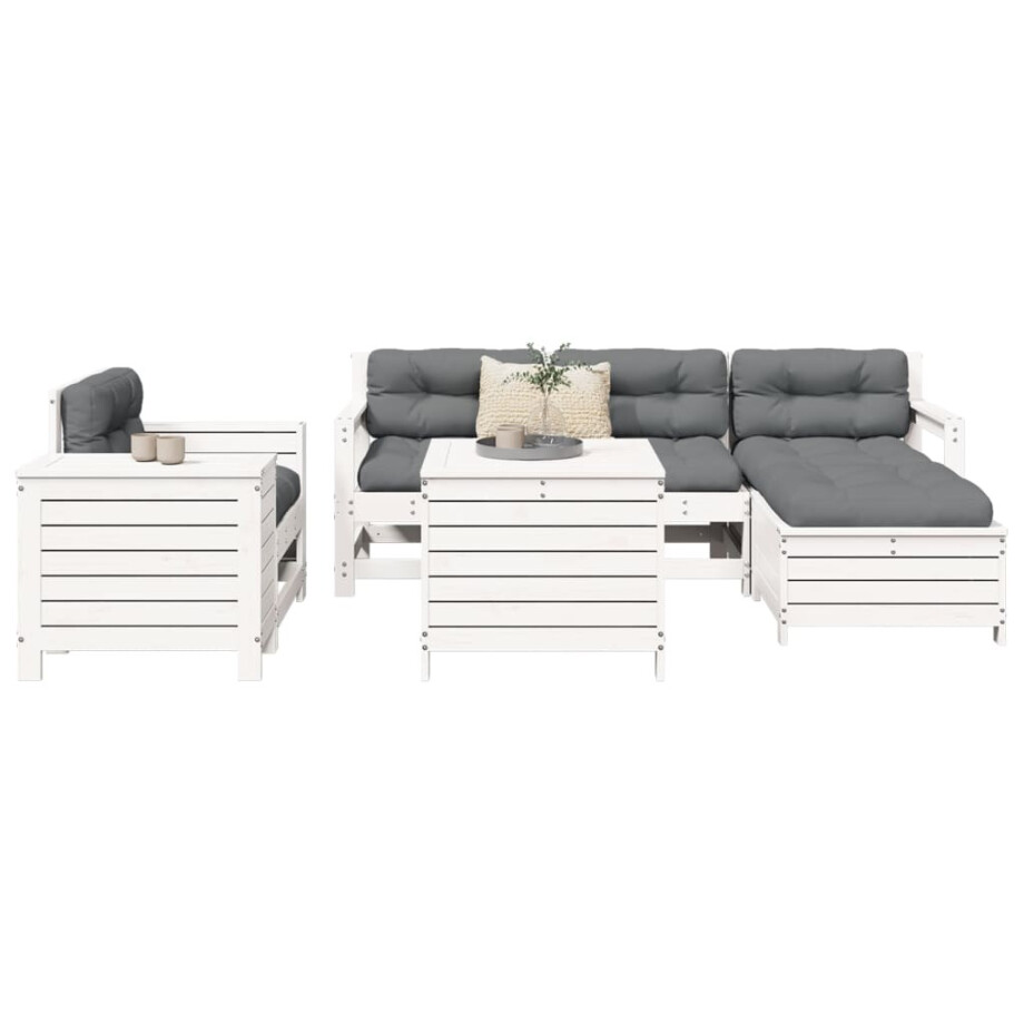 vidaXL 7-delige Loungeset massief grenenhout wit vidaXL 7-delige Loungeset massief grenenhout wit afbeelding 1