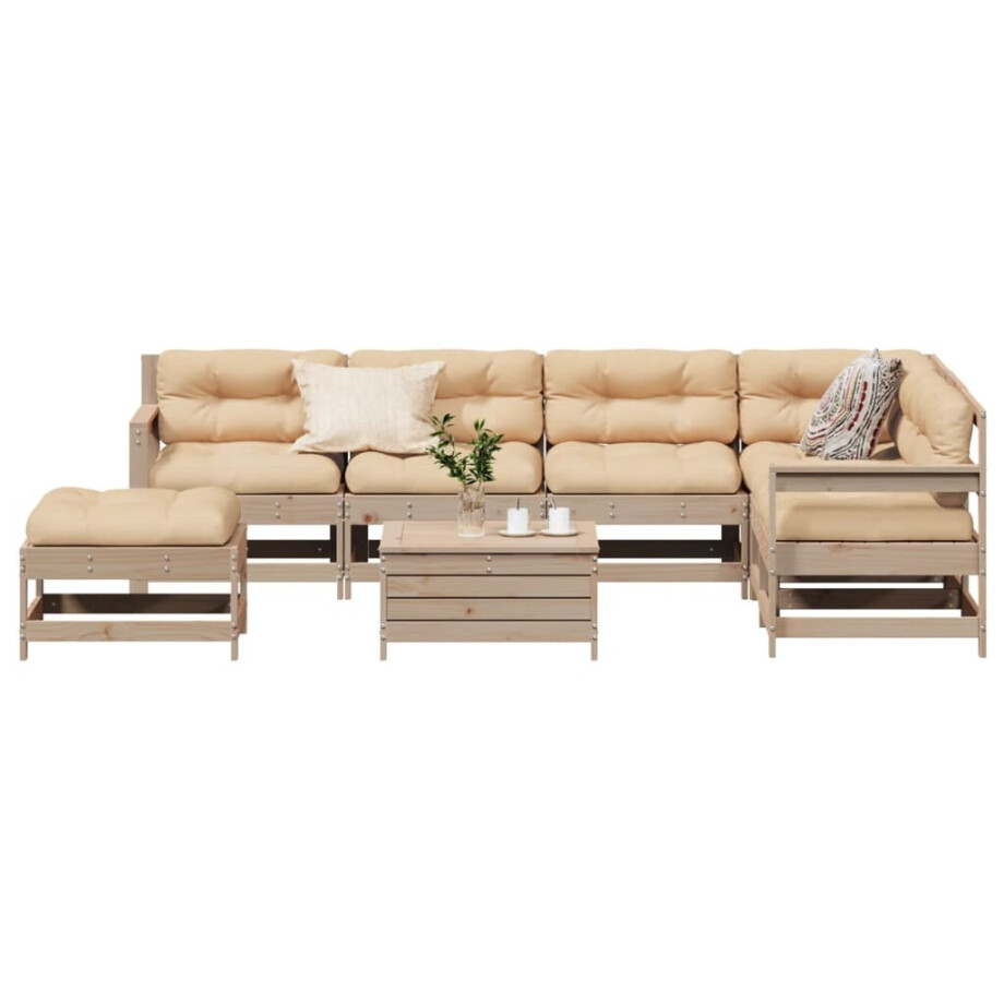 vidaXL 8-delige Loungeset met kussens massief grenenhout afbeelding 1