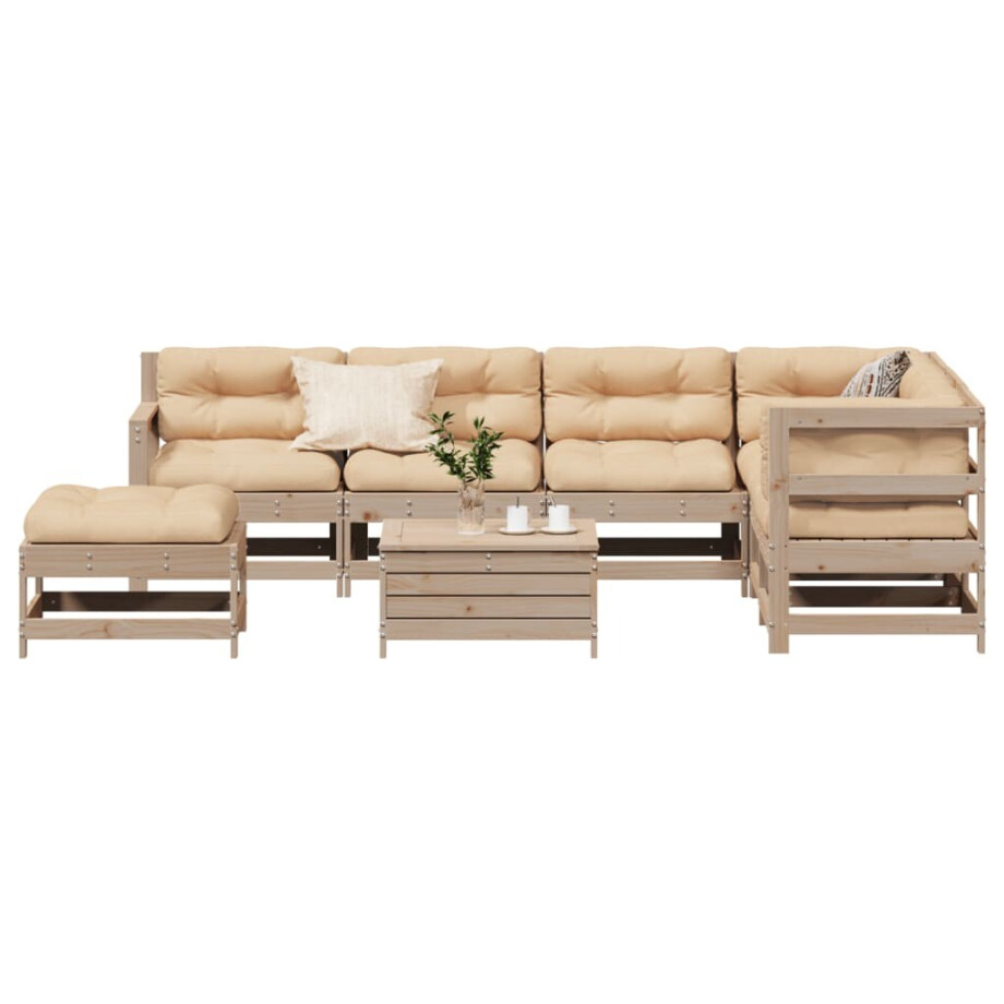 vidaXL 8-delige Loungeset met kussens massief grenenhout afbeelding 1