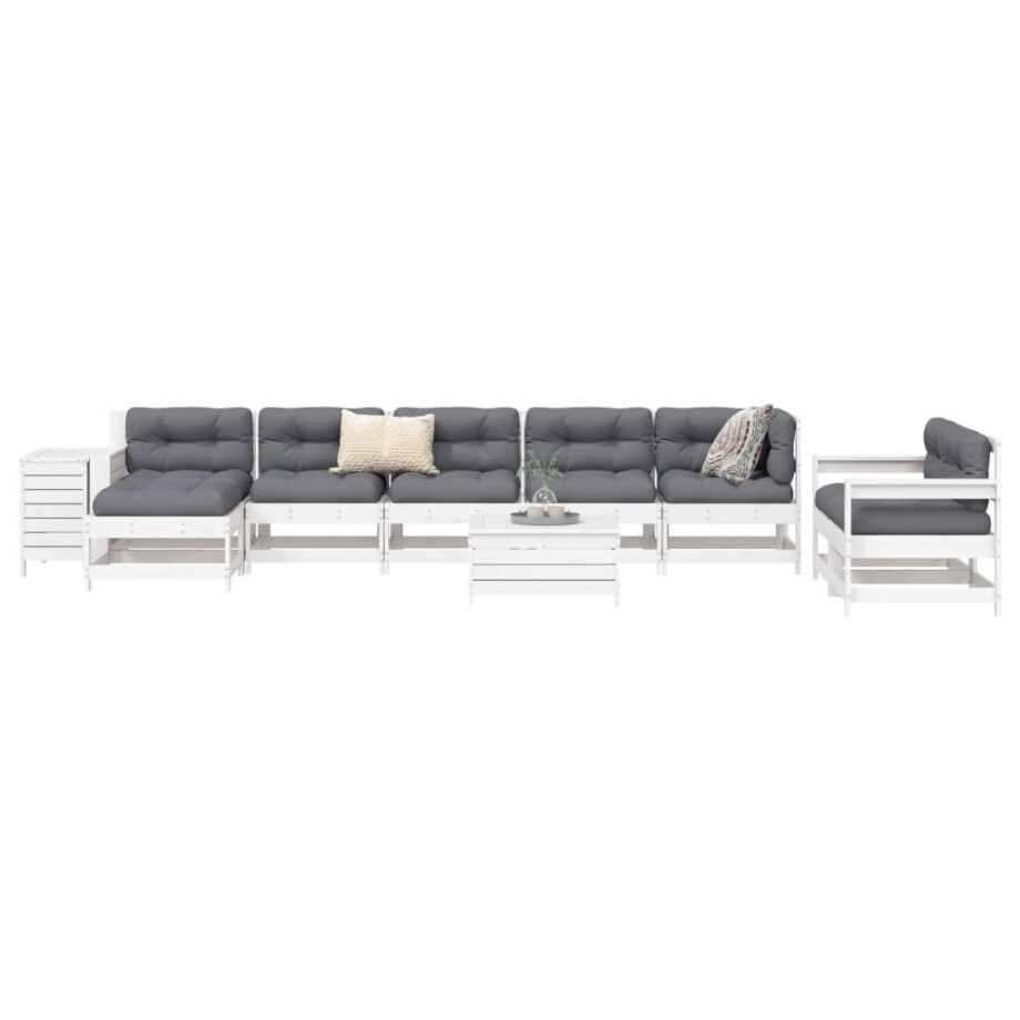 vidaXL 10-delige Loungeset massief grenenhout wit vidaXL 10-delige Loungeset massief grenenhout wit afbeelding 1