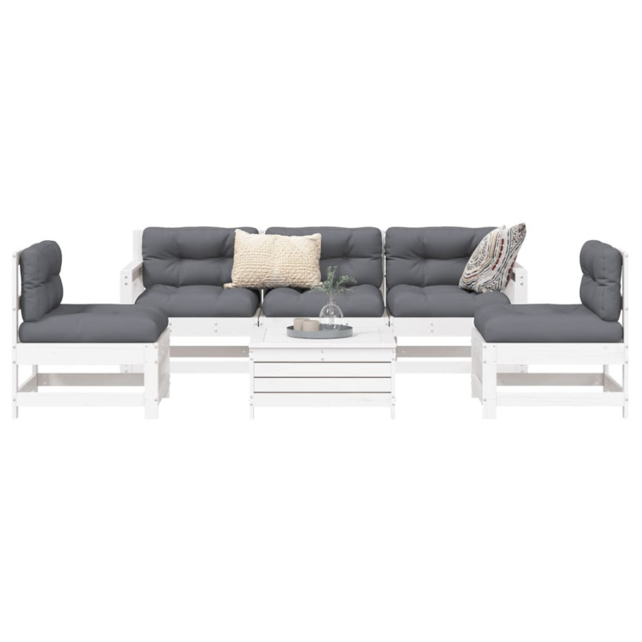 vidaXL 6-delige Loungeset massief grenenhout wit vidaXL 6-delige Loungeset massief grenenhout wit afbeelding 1