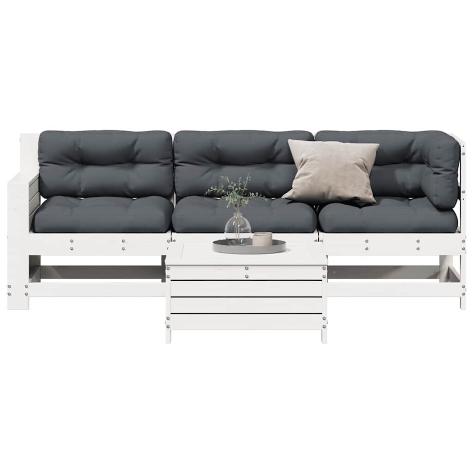 vidaXL 4-delige Loungeset met kussens massief grenenhout afbeelding 1