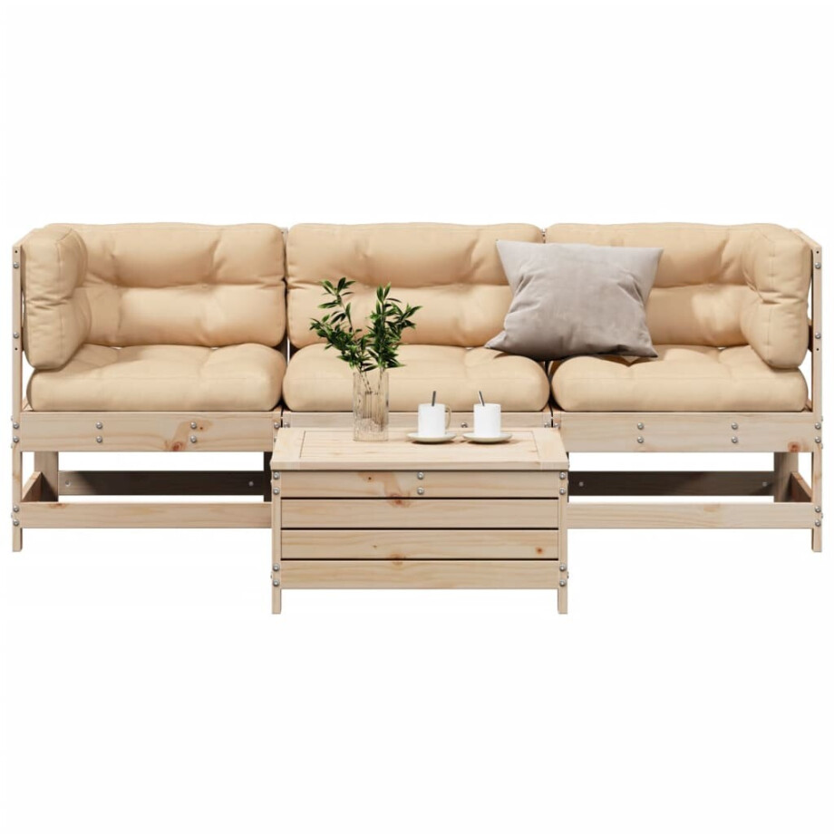vidaXL 4-delige Loungeset massief grenenhout vidaXL 4-delige Loungeset massief grenenhout afbeelding 1