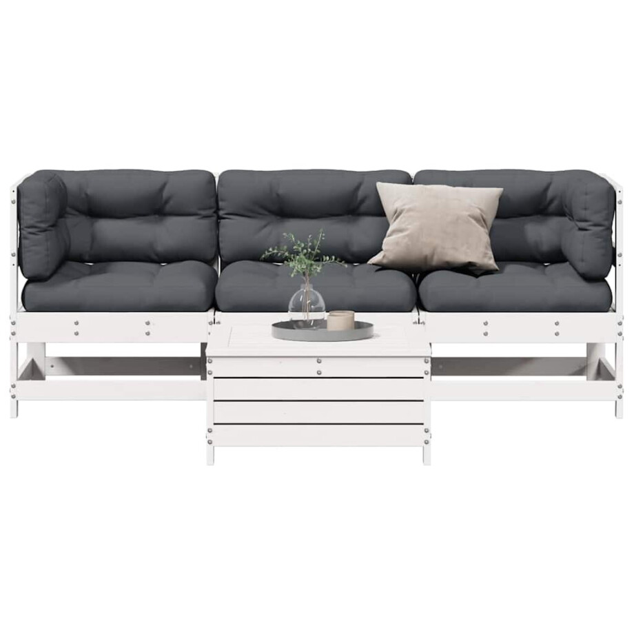 vidaXL 4-delige Loungeset met kussens massief grenenhout vidaXL 4-delige Loungeset met kussens massief grenenhout afbeelding 1