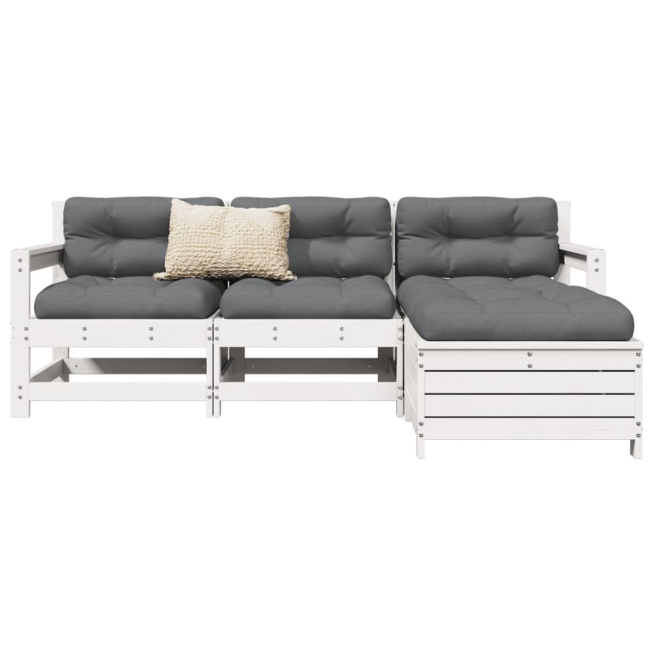 vidaXL 4-delige Loungeset massief grenenhout wit afbeelding 1