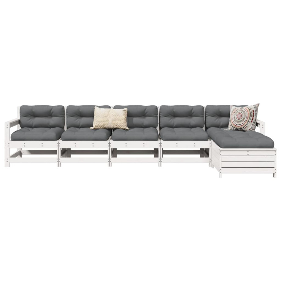vidaXL 6-delige Loungeset massief grenenhout wit vidaXL 6-delige Loungeset massief grenenhout wit afbeelding 1