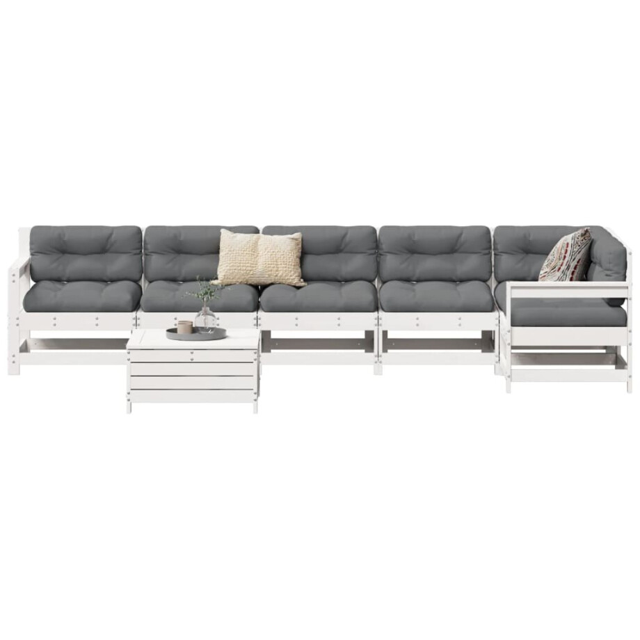vidaXL 7-delige Loungeset massief grenenhout wit vidaXL 7-delige Loungeset massief grenenhout wit afbeelding 1