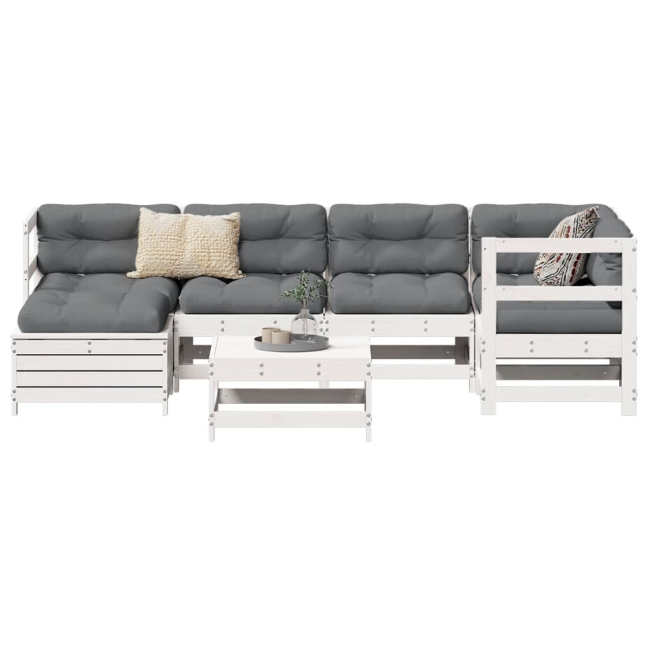 vidaXL 7-delige Loungeset massief grenenhout wit vidaXL 7-delige Loungeset massief grenenhout wit afbeelding 1