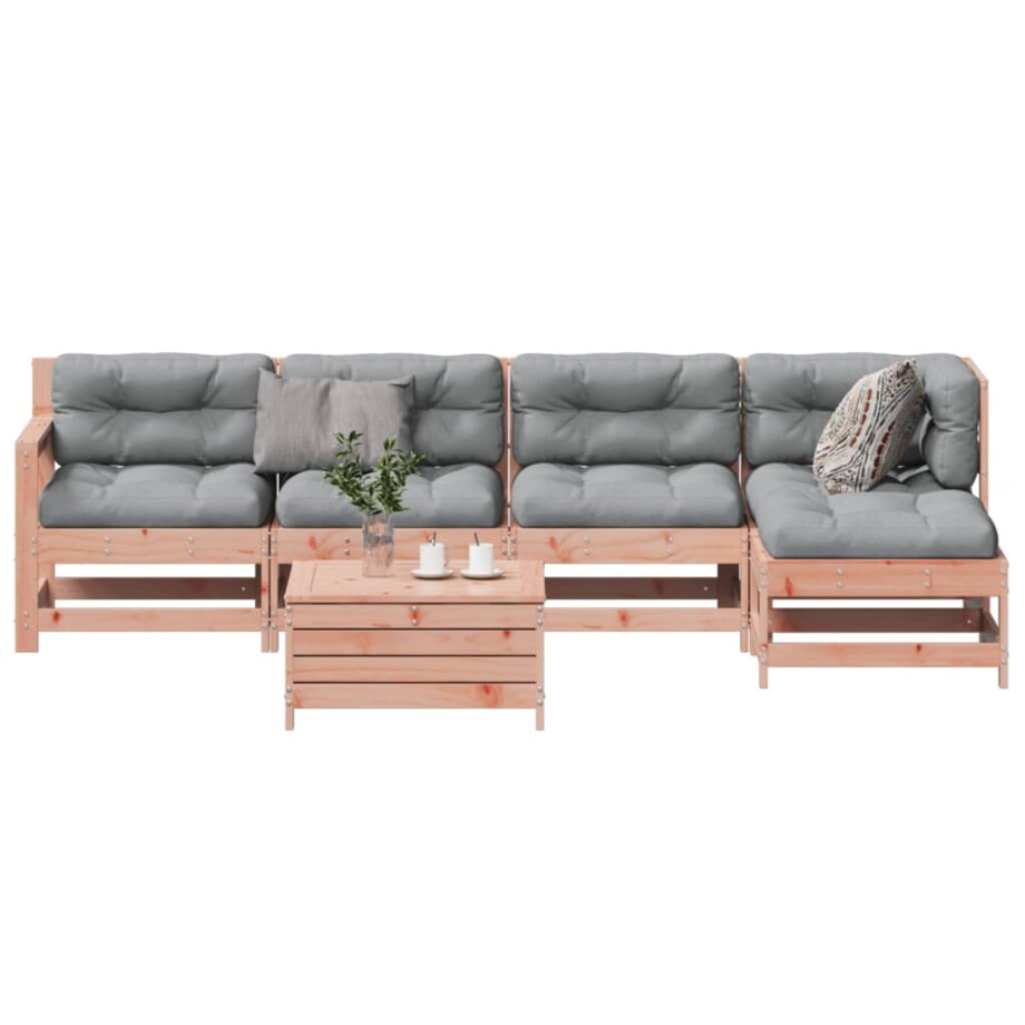 vidaXL 6-delige Loungeset met kussens massief douglashout afbeelding 1