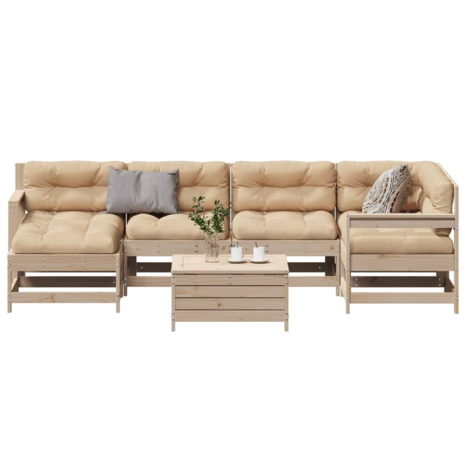 vidaXL 7-delige Loungeset met kussens massief grenenhout afbeelding 1
