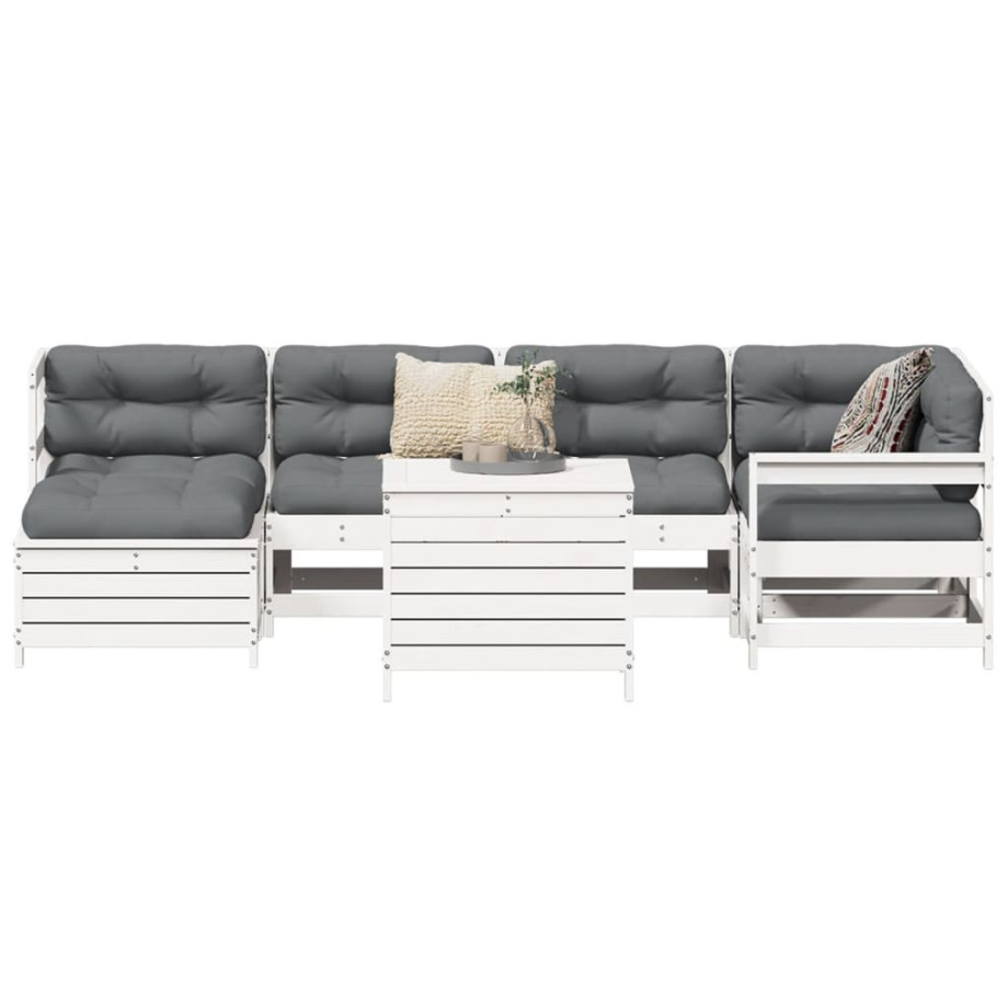 vidaXL 7-delige Loungeset massief grenenhout wit afbeelding 1