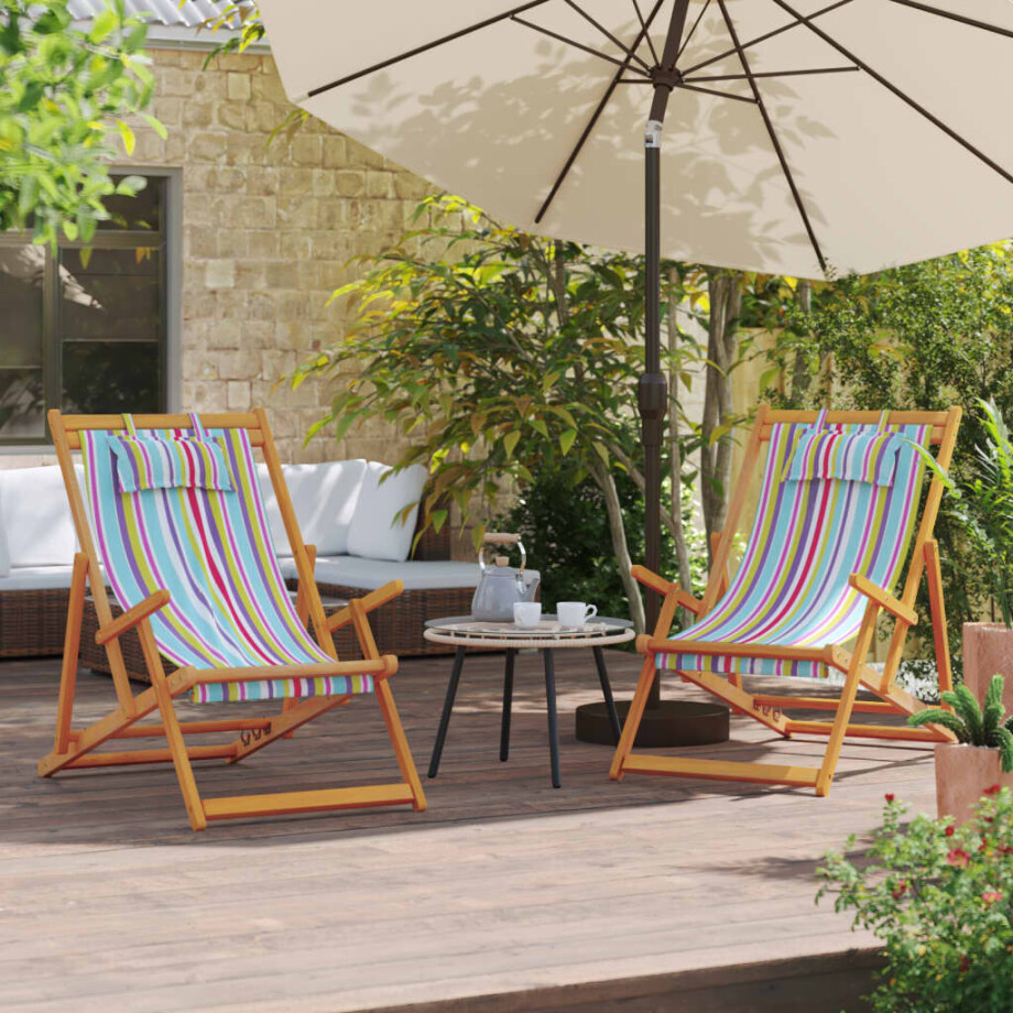vidaXL Strandstoelen 2 st inklapbaar stof meerkleurig afbeelding 1