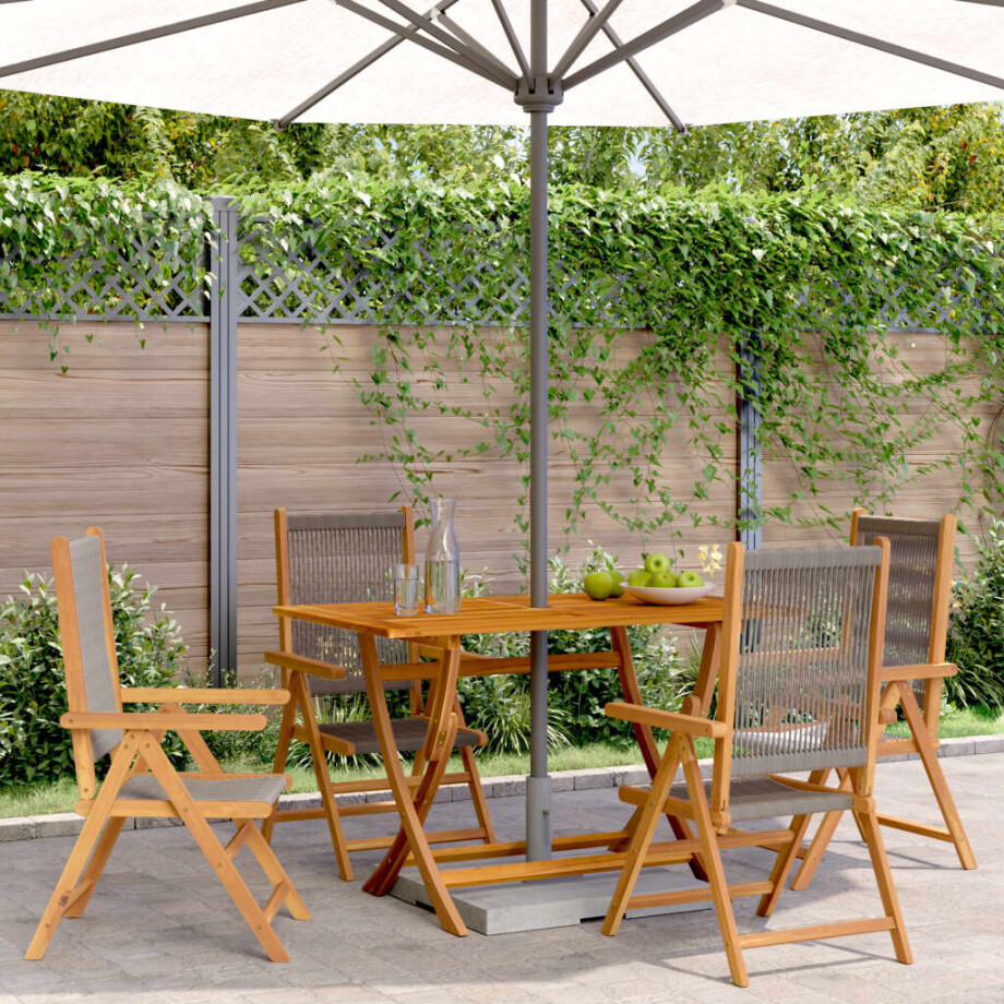vidaXL Tuinstoelen 4 st verstelbaar massief acaciahout grijs vidaXL Tuinstoelen 4 st verstelbaar massief acaciahout grijs afbeelding 1