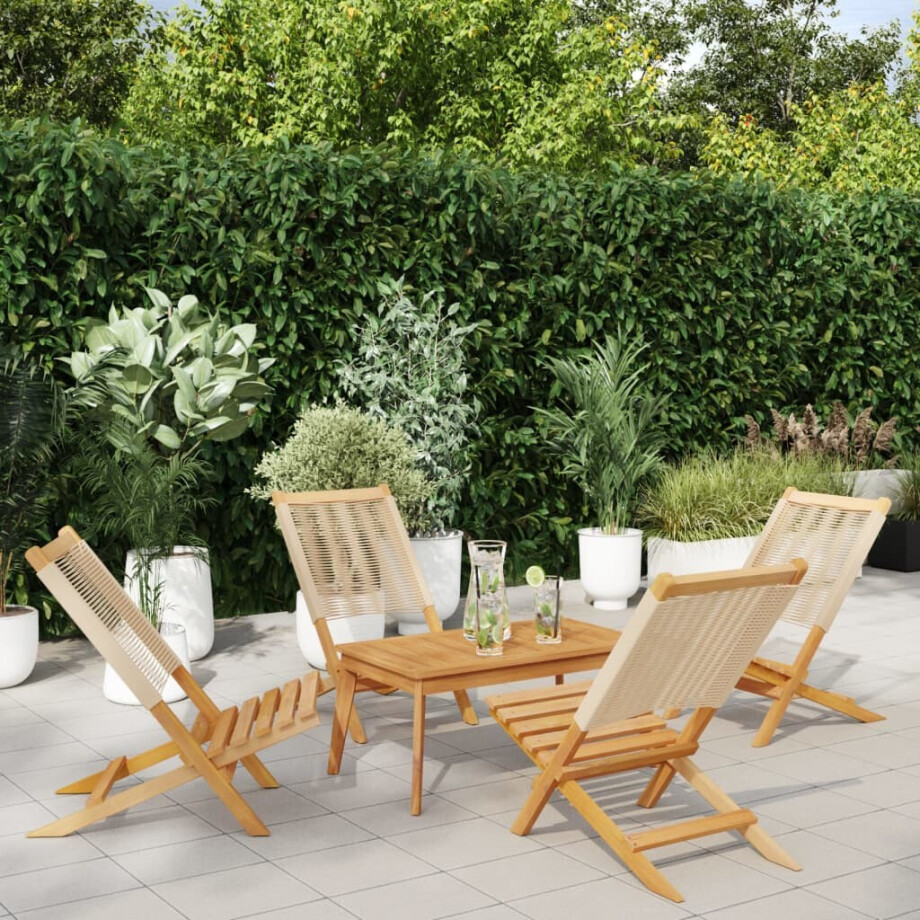 vidaXL Tuinstoelen 4 st inklapbaar massief acaciahout beige vidaXL Tuinstoelen 4 st inklapbaar massief acaciahout beige afbeelding 1