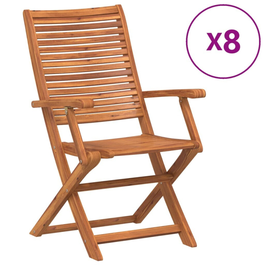 vidaXL Tuinstoelen 8 st inklapbaar 57x66x95 cm massief acaciahout vidaXL Tuinstoelen 8 st inklapbaar 57x66x95 cm massief acaciahout afbeelding 1