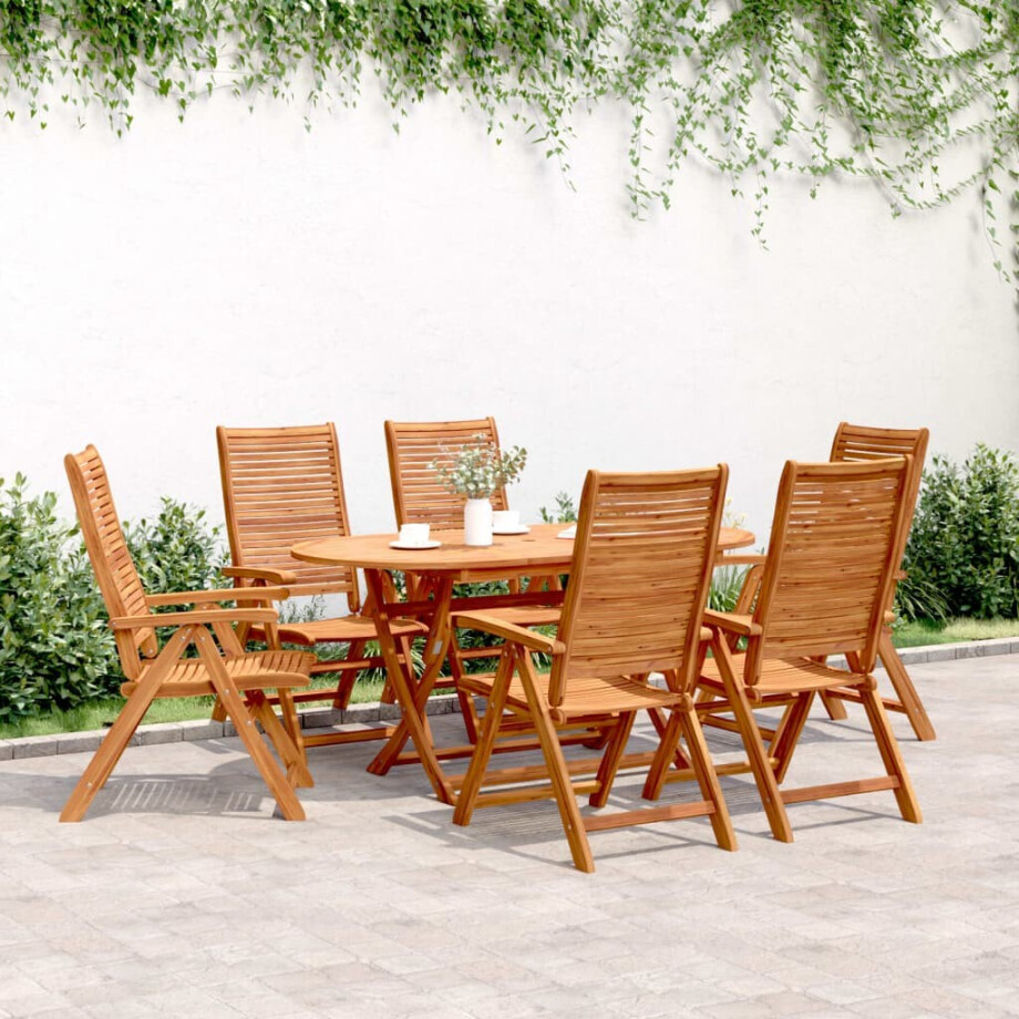 vidaXL Tuinstoelen 6 st verstelbaar 56x72x107 cm massief acaciahout afbeelding 1
