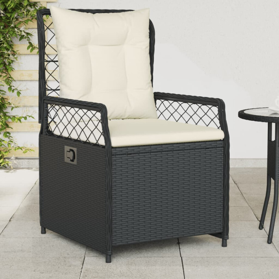 vidaXL Tuinstoelen 2 st verstelbaar poly rattan zwart afbeelding 1