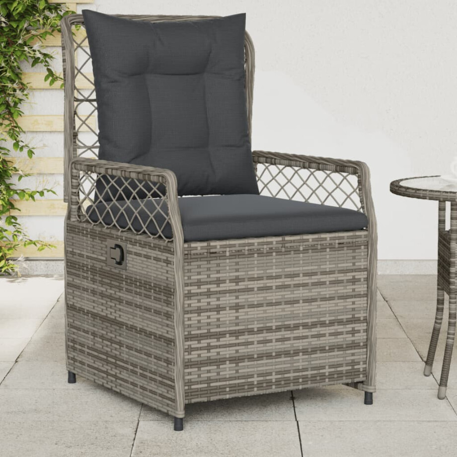 vidaXL Tuinstoelen 2 st verstelbaar poly rattan grijs vidaXL Tuinstoelen 2 st verstelbaar poly rattan grijs afbeelding 1