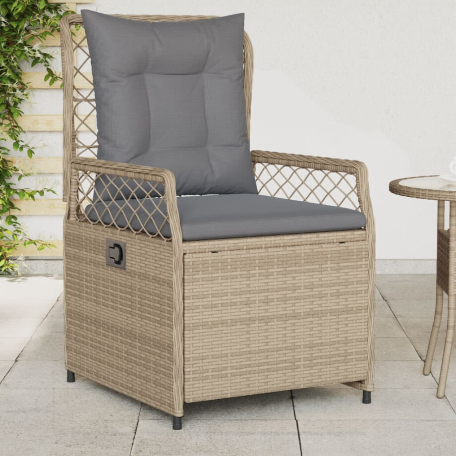 vidaXL Tuinstoelen 2 st verstelbaar poly rattan beige vidaXL Tuinstoelen 2 st verstelbaar poly rattan beige afbeelding 1