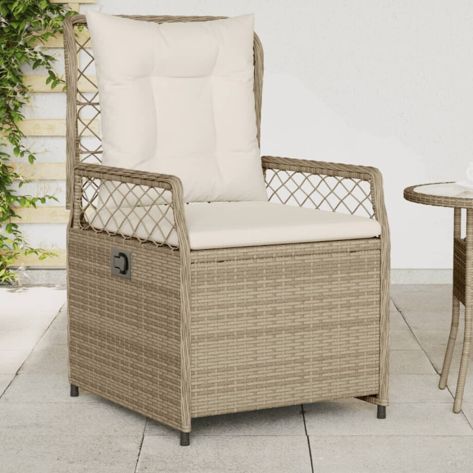 vidaXL Tuinstoelen 2 st verstelbaar poly rattan beige afbeelding 1