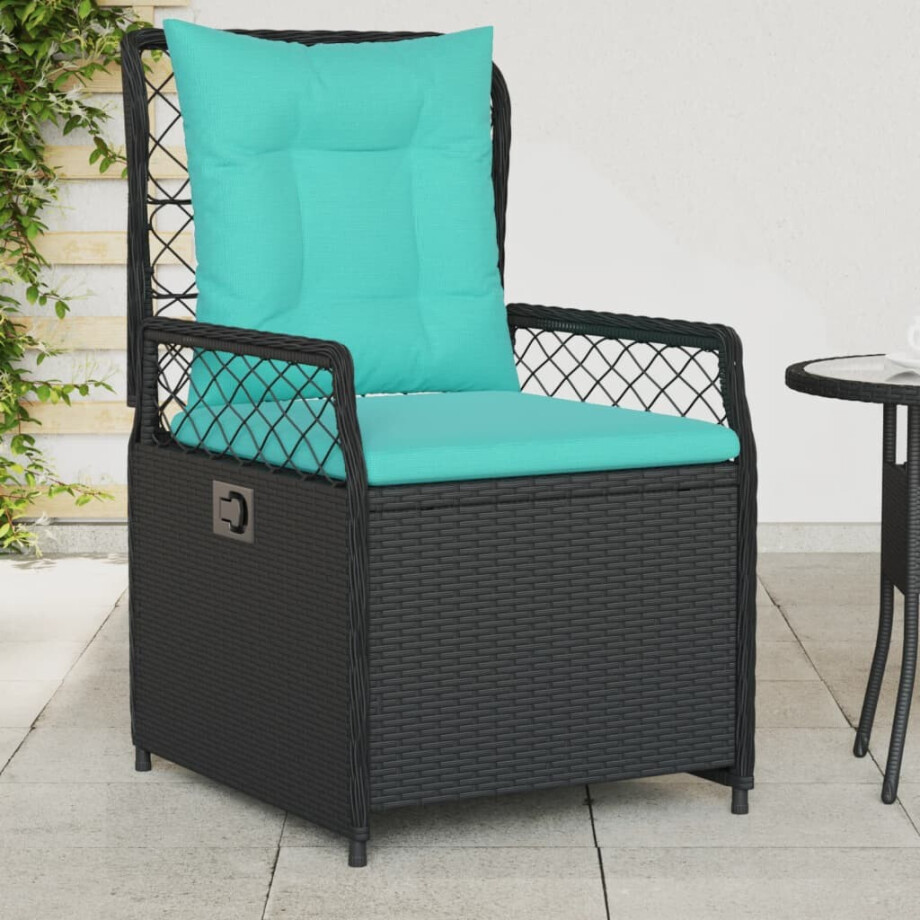 vidaXL Liggende tuinstoelen 2 stuks zwart polyrotan afbeelding 1