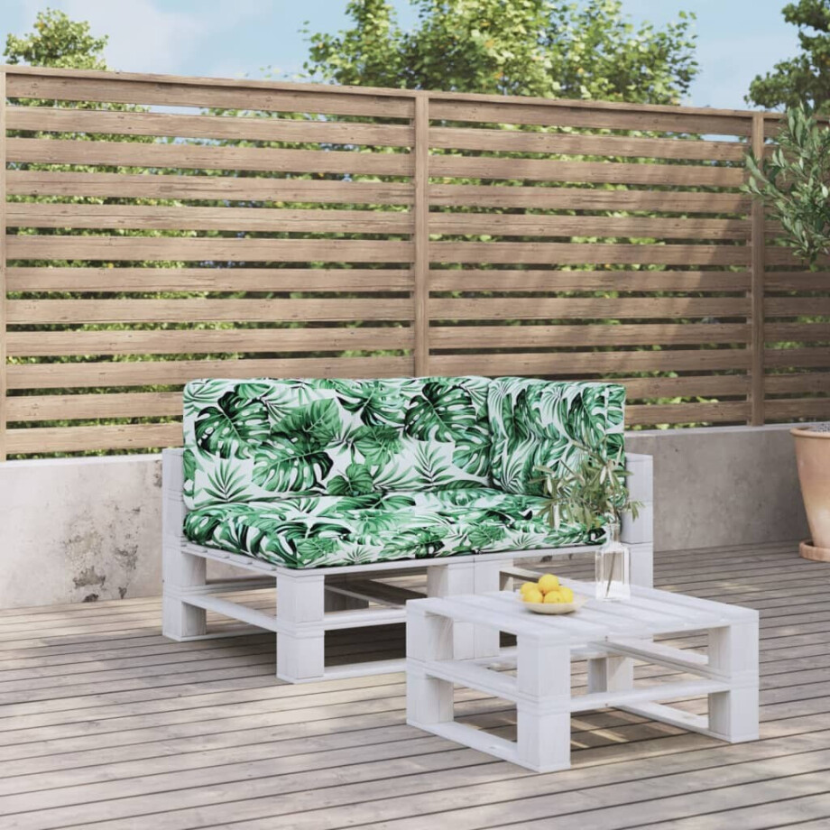 vidaXL Palletkussens 3 st stof bladpatroon vidaXL Palletkussens 3 st stof bladpatroon afbeelding 1