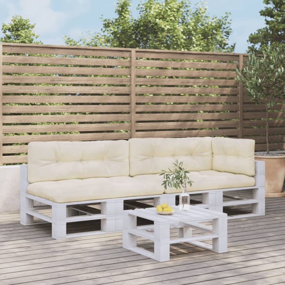 vidaXL Palletkussens 5 st stof crèmekleurig afbeelding 1